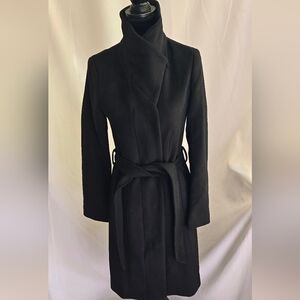 Cole Haan Elegant Black Belted Pea Coat